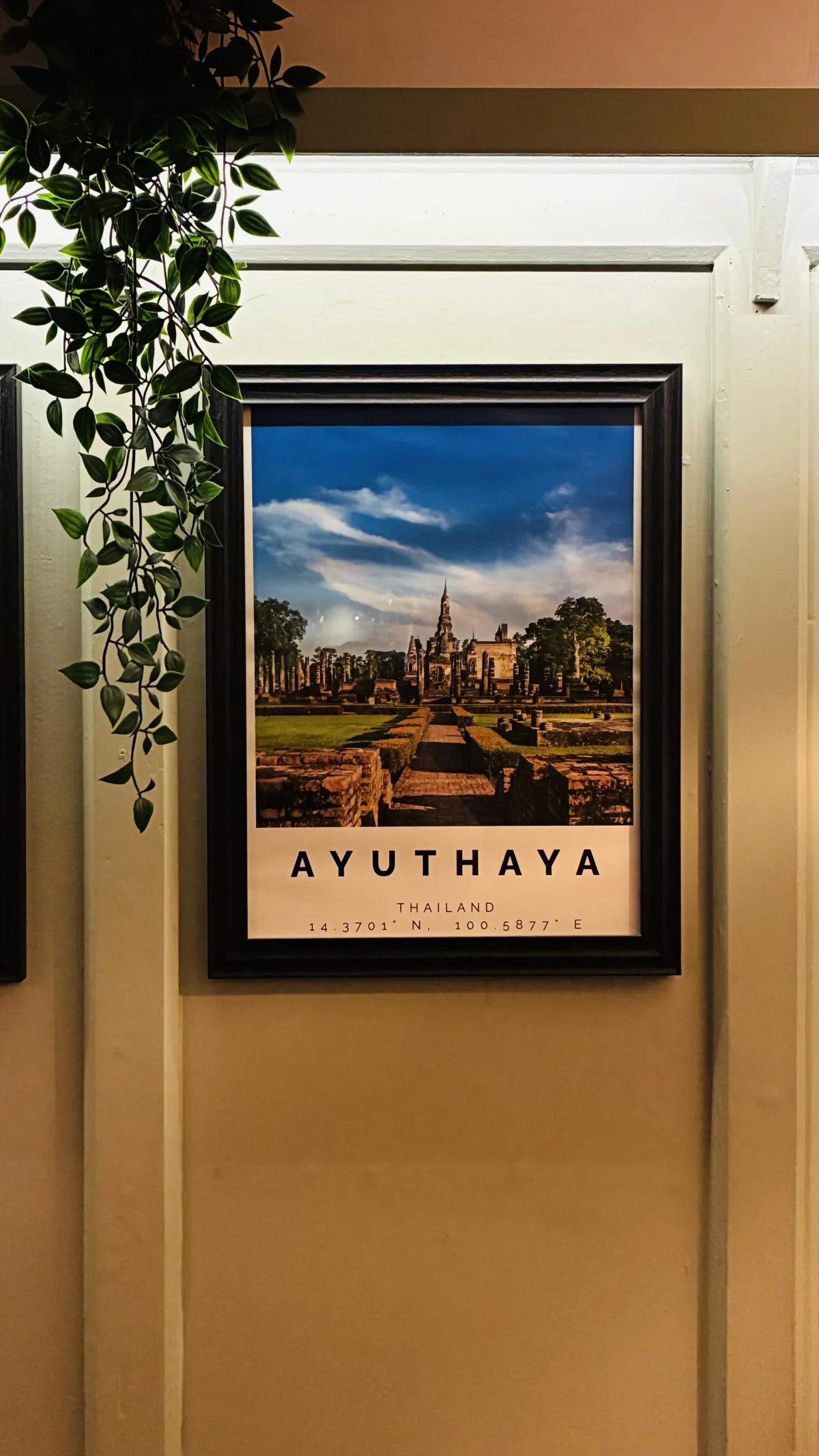 Ayutthaya travel poster on the wall